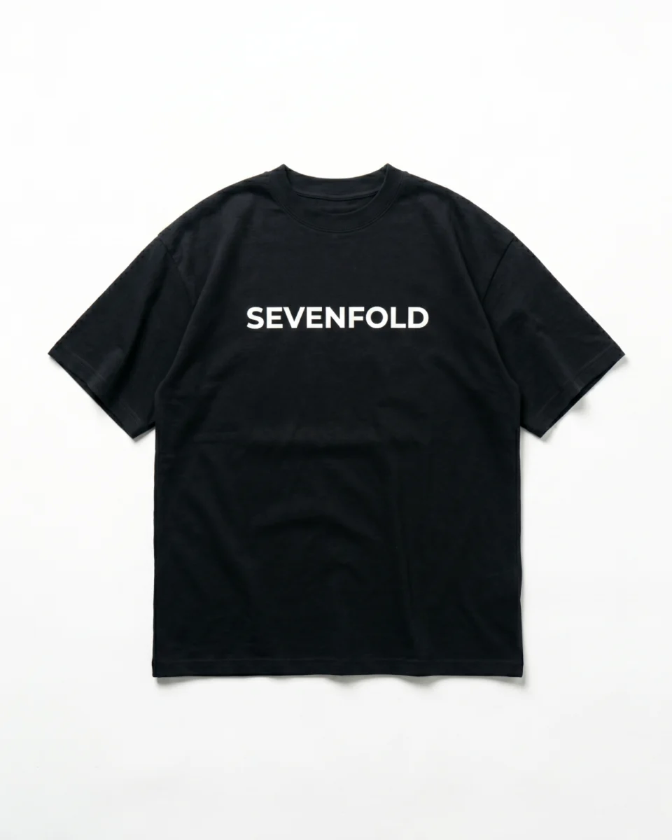 Black oversized t-shirt front view for men by Sevenfold