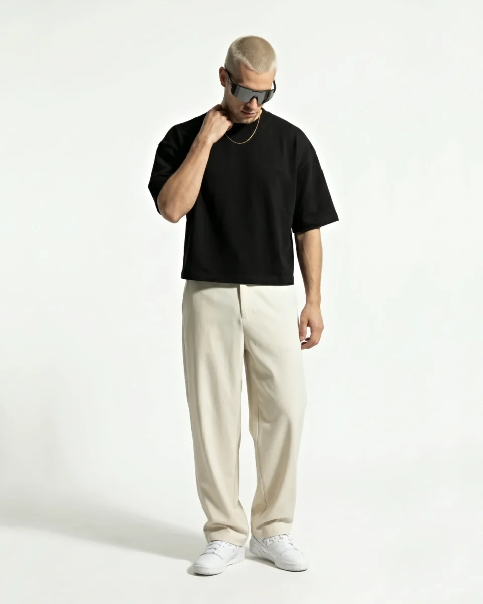 Quiet Crop Tee Black | Cropped Boxy Fit T-Shirt