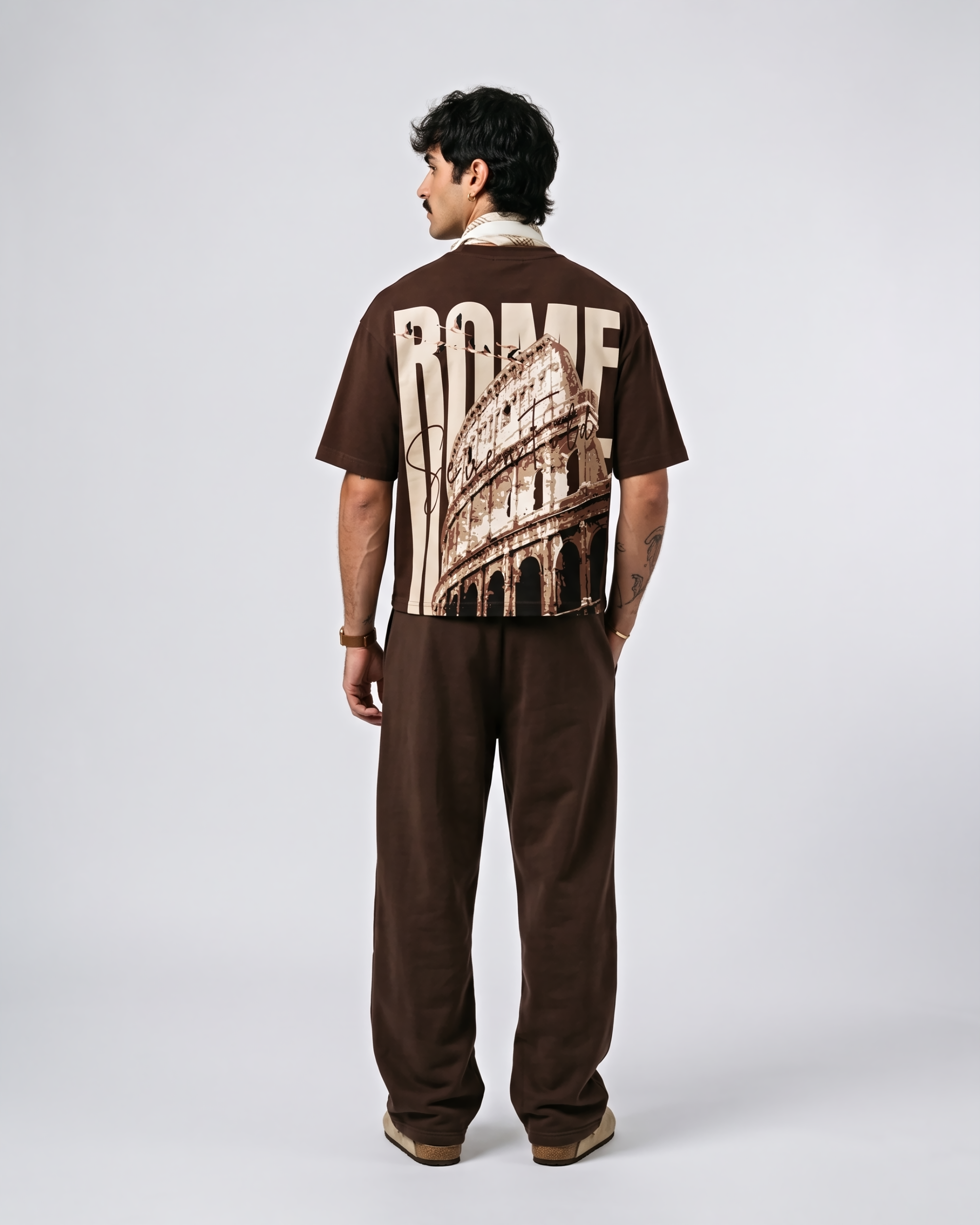 Rome graphic oversized T-shirt brown SEVENFOLD